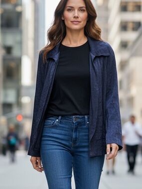 Chico's Subtle Shine Karise LS
Midnight Blazer Lightweight Chic Layer -NWT